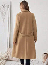 Full Size Elegant Lapel Collar Belted Coat with Pockets Plus Size - Trendsi - Flyclothing LLC