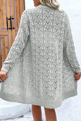 Openwork Button Down Long Sleeve Cardigan - Trendsi - Flyclothing LLC