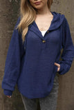Waffle-Knit Long Sleeve Hooded T-Shirt - Trendsi - Flyclothing LLC