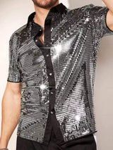 Men's Sequin Button Up Shirt - Trendsi - Flyclothing LLC