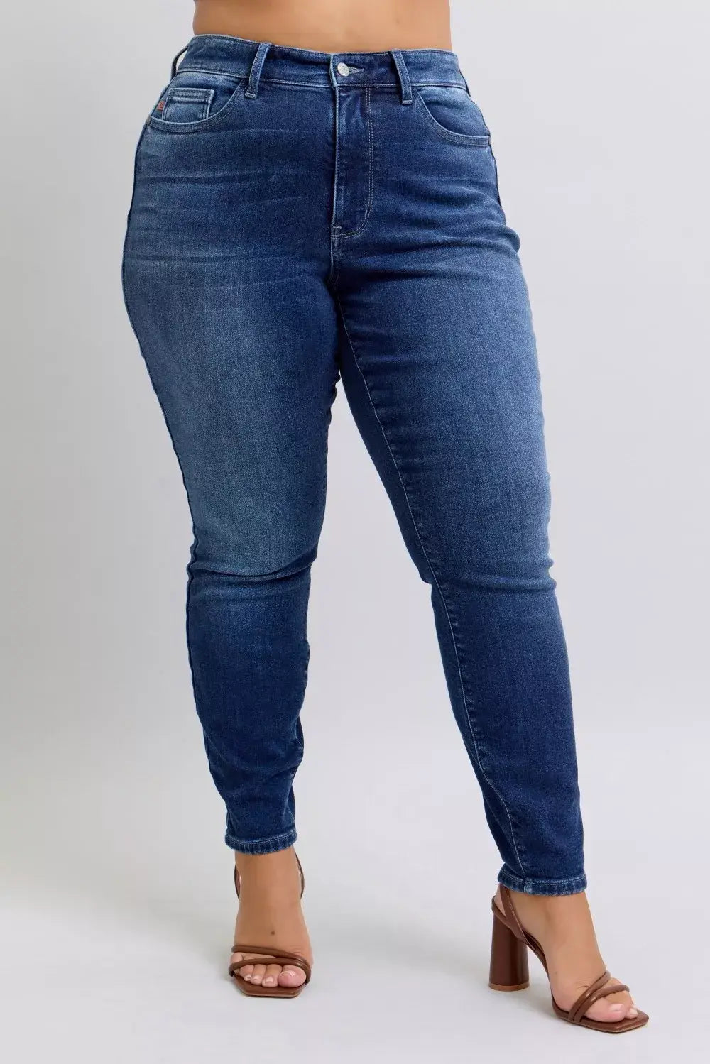 Judy Blue Full Size Washed Thermal Skinny Jeans Plus Size - Trendsi - Flyclothing LLC