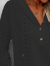 Drawstring Eyelet Long Sleeve Hoodie - Trendsi - Flyclothing LLC