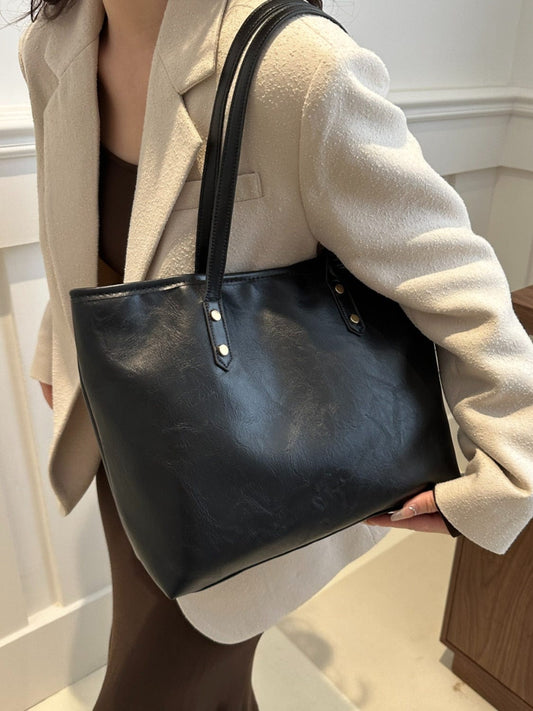 PU Leather Medium Shoulder Bag - Trendsi