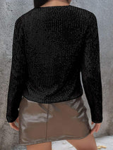 Full Size Sequin Open Front Cropped Jacket - Trendsi - Flyclothing LLC