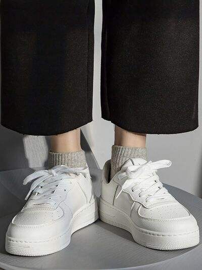 Lace Up Round Toe Platform Shoes - Trendsi - Flyclothing LLC