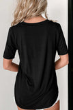 Sequin Flower V-Neck Short Sleeve T-Shirt - Trendsi - Flyclothing LLC