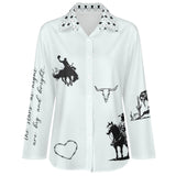 Baha Ranch Deep in the Heart of Texas Graphic Button Up Western Blouse