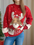 Reindeer Mock Neck Long Sleeve Sweater - Trendsi