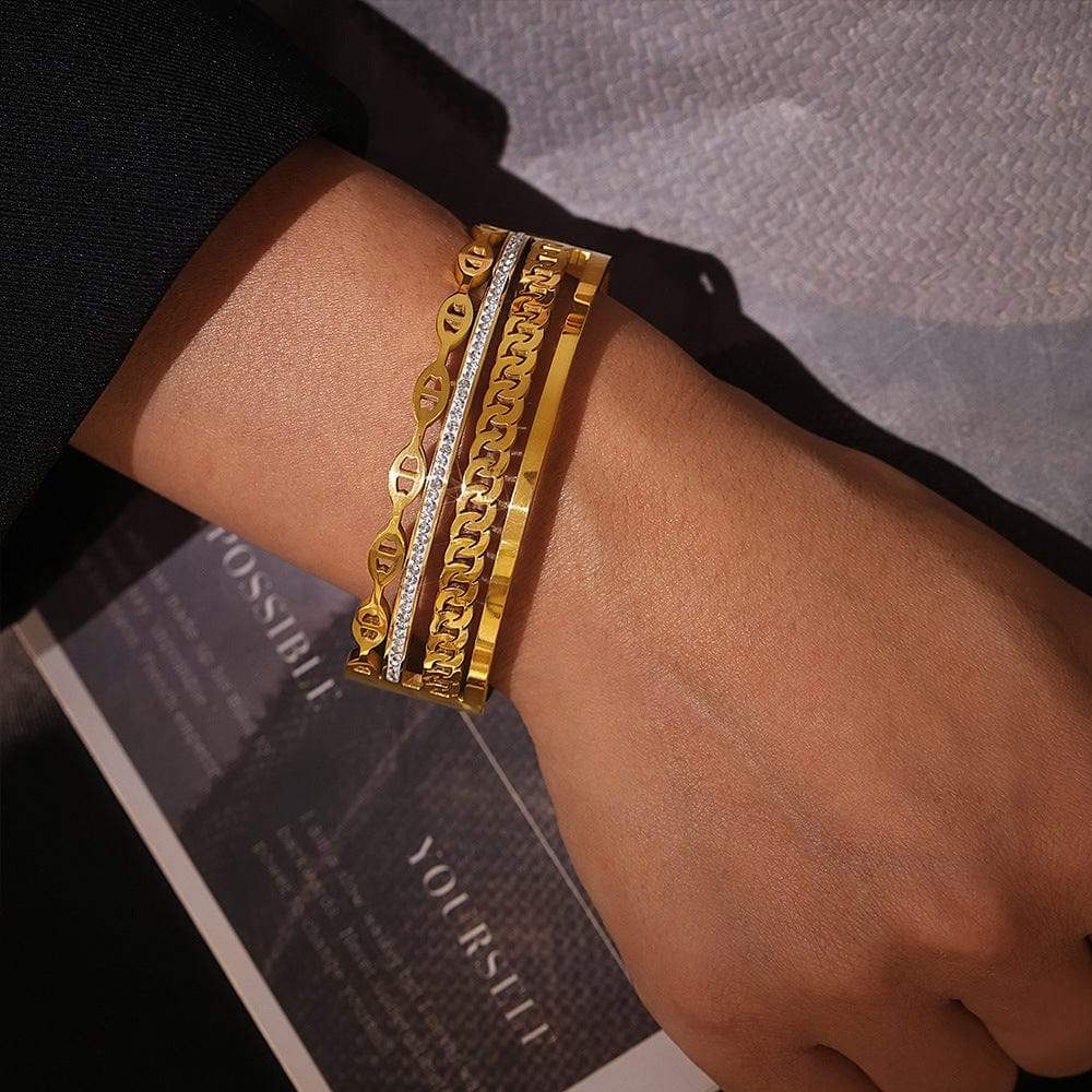 18K Gold-Plated Czech Diamond Bracelet - Trendsi - Flyclothing LLC