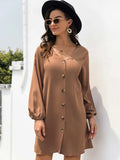 V-Neck Long Sleeve Mini Dress - Trendsi - Flyclothing LLC