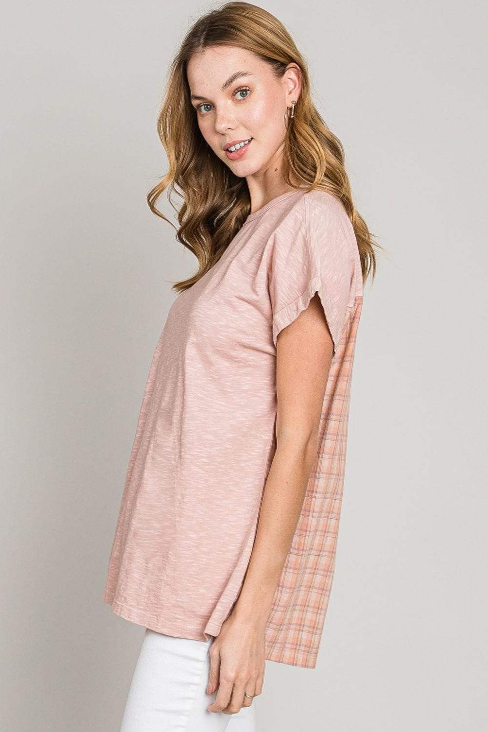 Cotton Bleu by Nu Label Plaid Short Sleeve T-Shirt - Trendsi - Flyclothing LLC