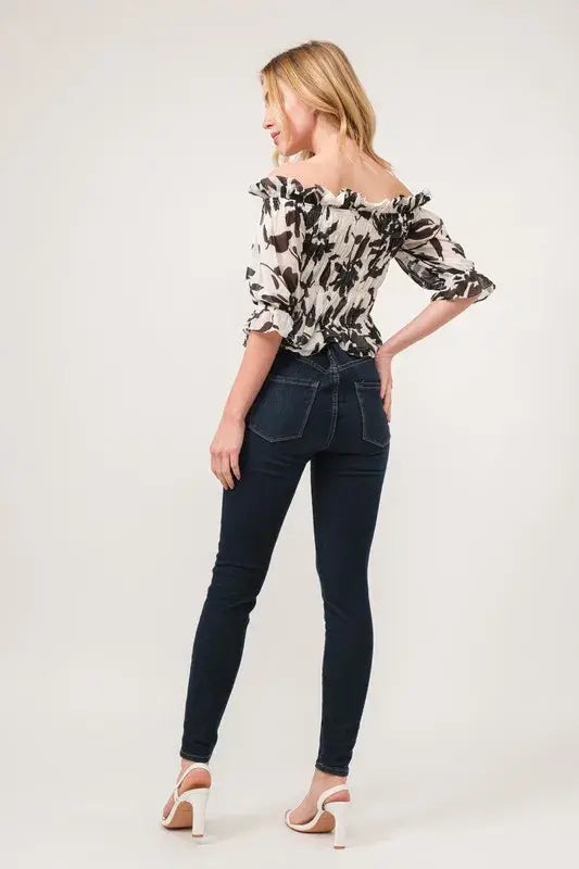 And The Why Smocked Off-Shoulder Floral Printed Top - Trendsi - Flyclothing LLC