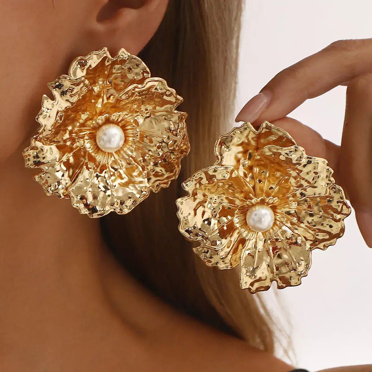 18K Gold-Plated Flower Earrings - Trendsi - Flyclothing LLC