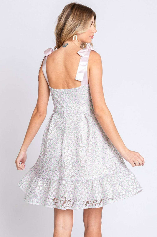 GeeGee Mesh Floral Embroidered Sleeveless Dress - Trendsi - Flyclothing LLC