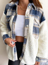 Fuzzy Button Up Long Sleeve Jacket - Trendsi - Flyclothing LLC
