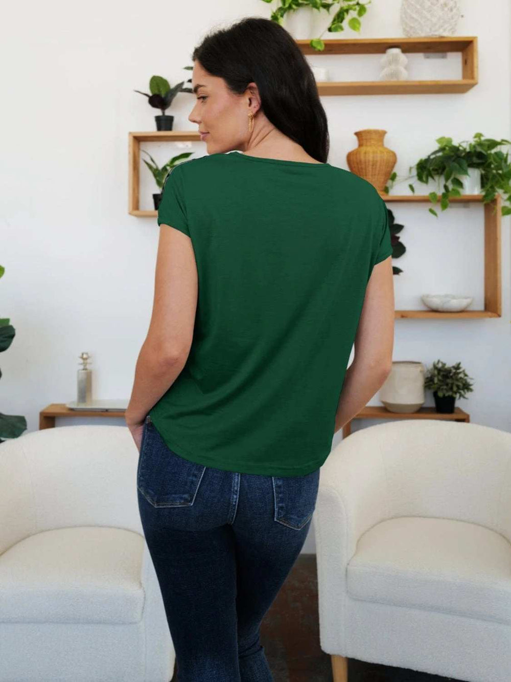 FAM-FAM V-Neck Short Sleeve T-Shirt - Trendsi - Flyclothing LLC