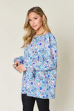 Double Take Full Size Printed Flounce Sleeve Blouse - Trendsi