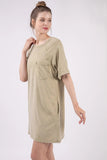 VERY J Washed Round Neck Mini Tee Dress - Trendsi