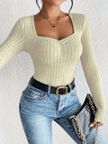 Honey Ribbed Long Sleeve T-Shirt - Trendsi - Flyclothing LLC