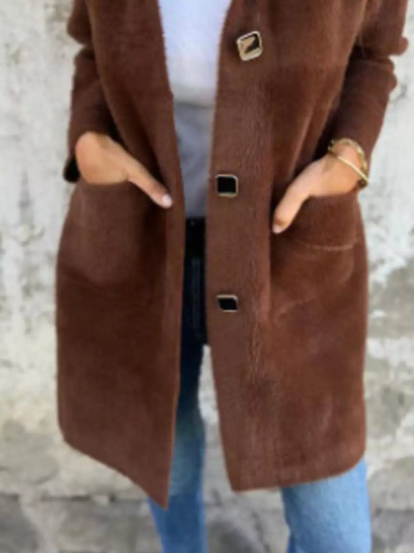 Full Size Button-Down Long Sleeve Longline Coat Plus Size - Trendsi - Flyclothing LLC