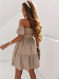 Full Size Ruffled Off-Shoulder Short Sleeve Dress - Trendsi