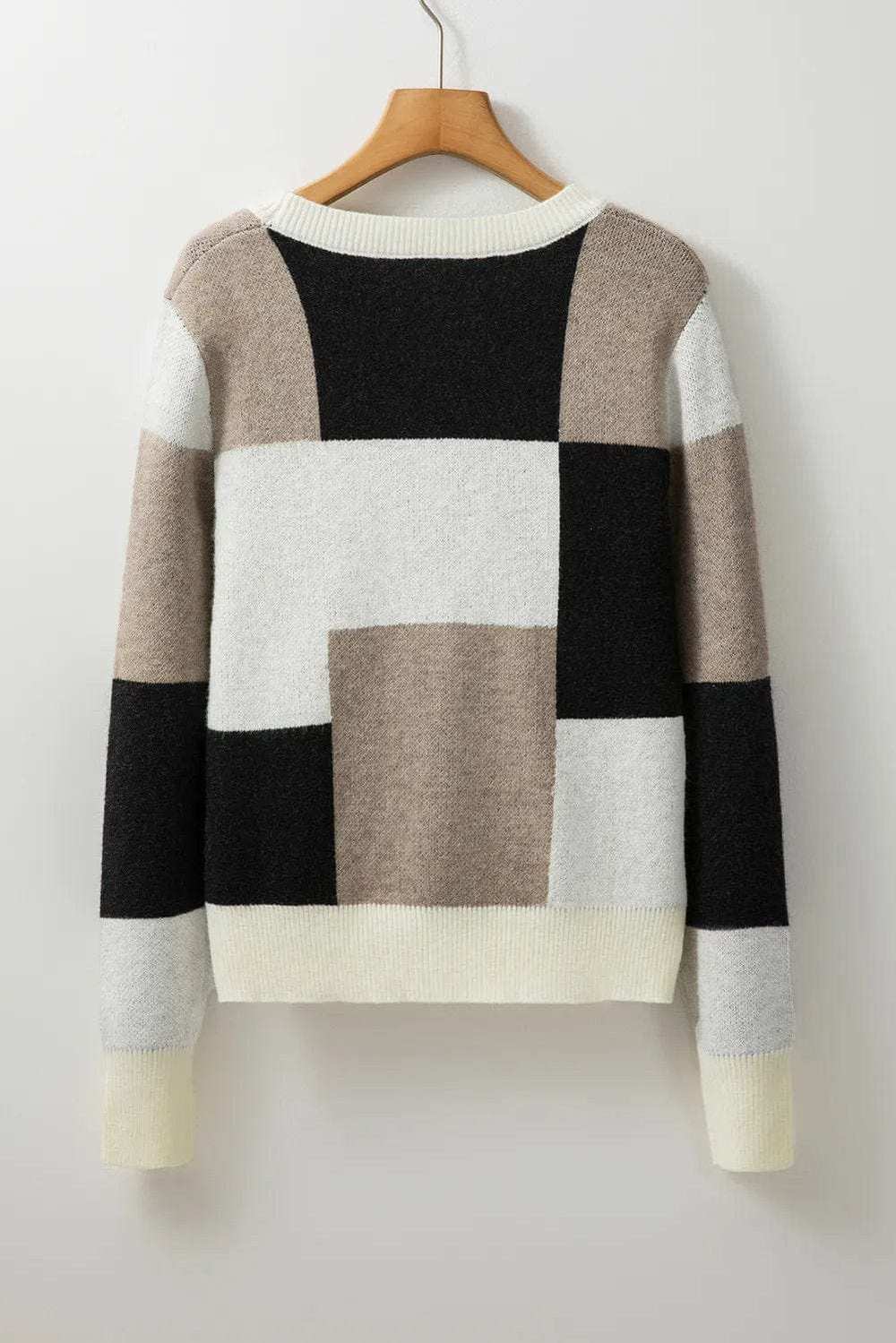 Color Block Round Neck Long Sleeve Sweater - Trendsi - Flyclothing LLC
