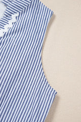 Stripe Sleeveless Notched Ric Rac Mini Dress - Trendsi - Flyclothing LLC