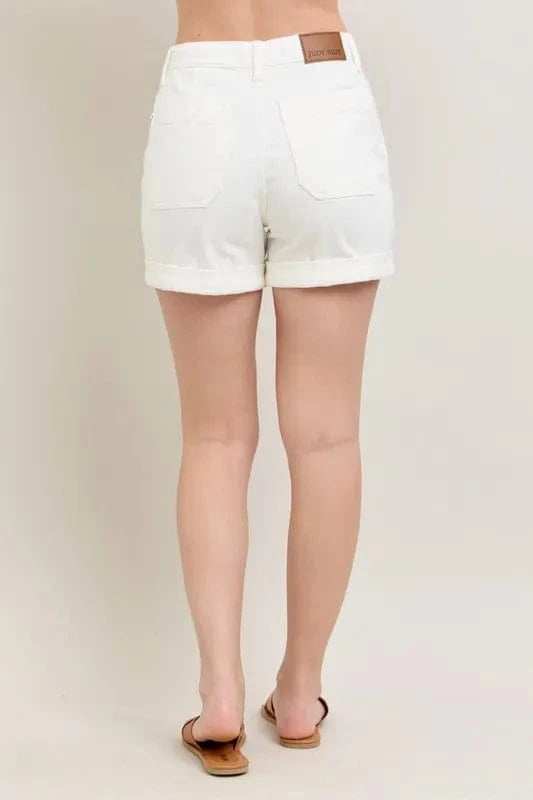 Judy Blue High Waist Cuff Denim Shorts - Trendsi - Flyclothing LLC