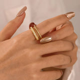 18K Gold-Plated Rhinestone Open Ring - Trendsi - Flyclothing LLC