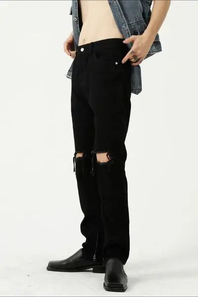 Distressed Mid Rise Jeans with Pockets - Trendsi - Flyclothing LLC