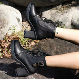 Lace Up Block Heels Boots - Trendsi - Flyclothing LLC