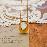 18K Gold-Plated Oval Pendant Necklace - Trendsi - Flyclothing LLC