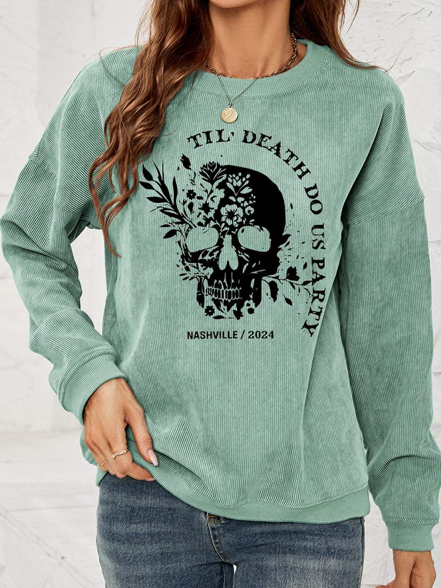 Skull Graphic Dropped Shoulder Sweatshirt - Trendsi - Flyclothing LLC