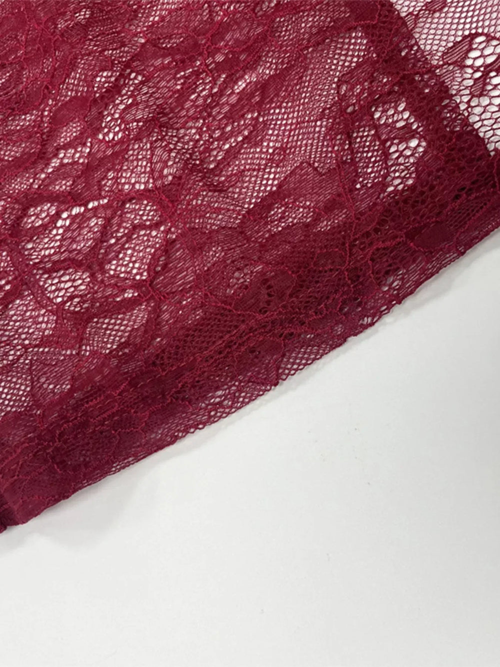 Lace Sheer Mock Neck Long Sleeve Maxi Dress - Trendsi - Flyclothing LLC