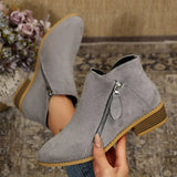 Size Zipper Block Heels Boots - Trendsi - Flyclothing LLC
