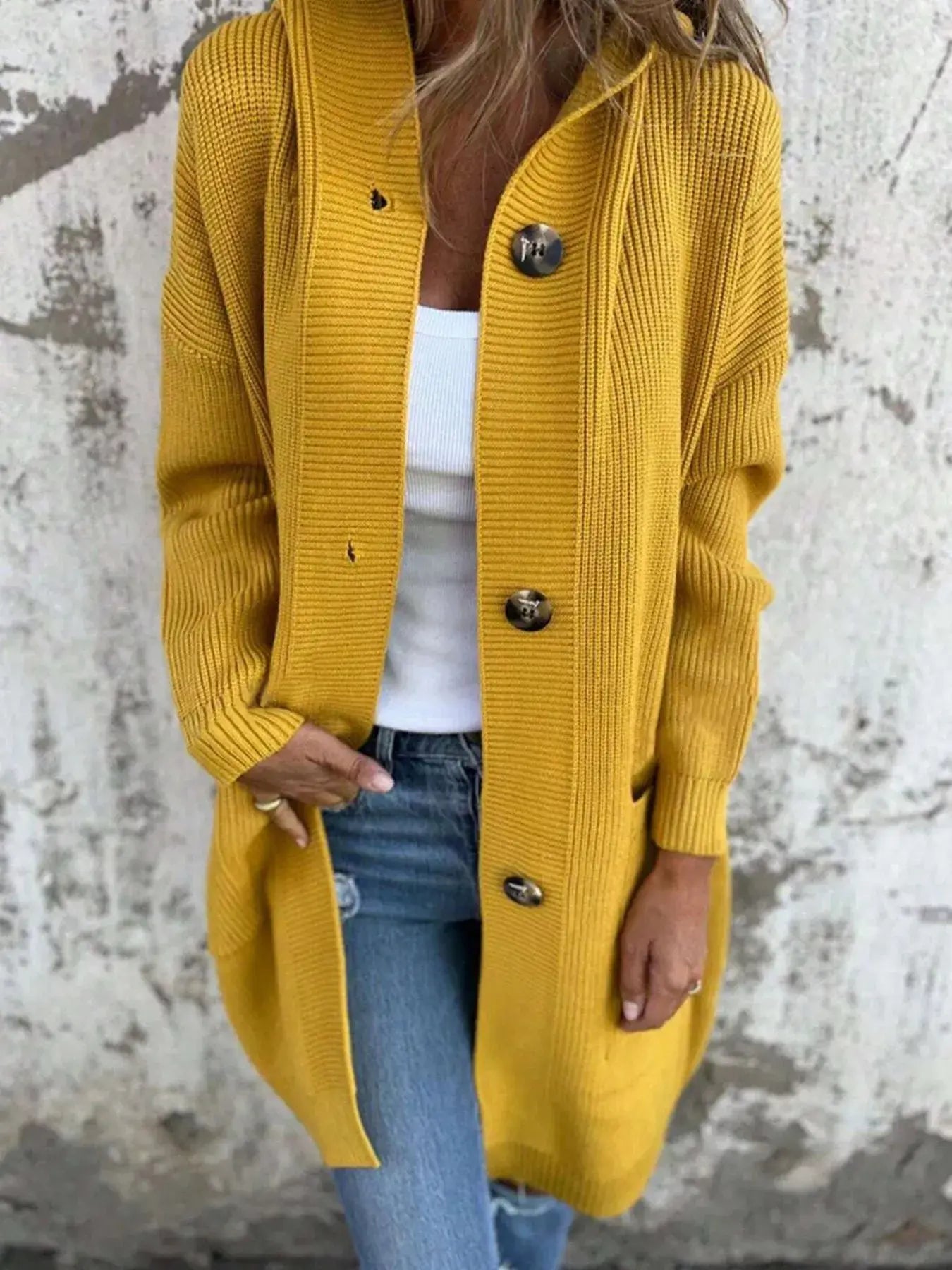 Full Size Button-Down Hooded Cardigan Plus Size - Trendsi - Flyclothing LLC