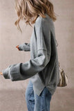 Slit Round Neck Long Sleeve Sweatshirt - Trendsi - Flyclothing LLC
