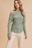 Aemi + Co One Shoulder Long Sleeve Knit Top - Trendsi