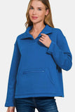 Zenana Turtleneck Half Snap Fleece Sweatshirt - Trendsi - Flyclothing LLC