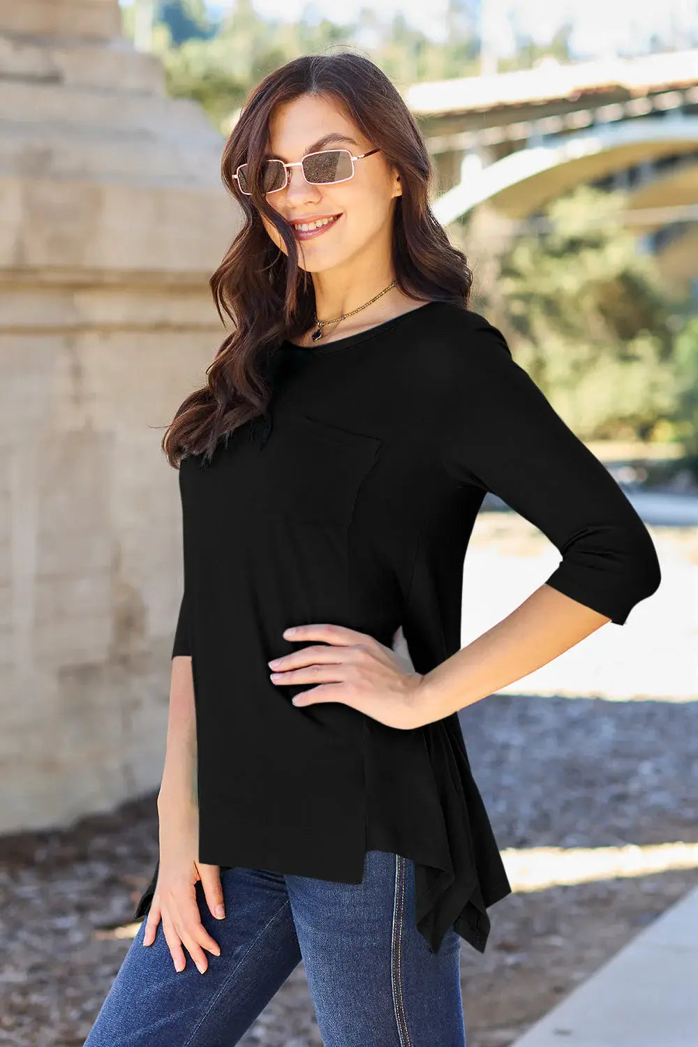 Basic Bae Full Size Round Neck Pocketed T-Shirt - ShopBasicbae - Flyclothing LLC