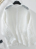 Openwork Open Front Long Sleeve Cardigan - Trendsi