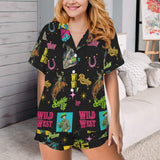 Baha Ranch The Last Roundup Western Rodeo Satin Pajama Set - Baha Ranch Western Wear - Flyclothing LLC