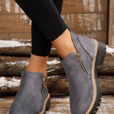 Side Zip Ankle Boots - Trendsi - Flyclothing LLC