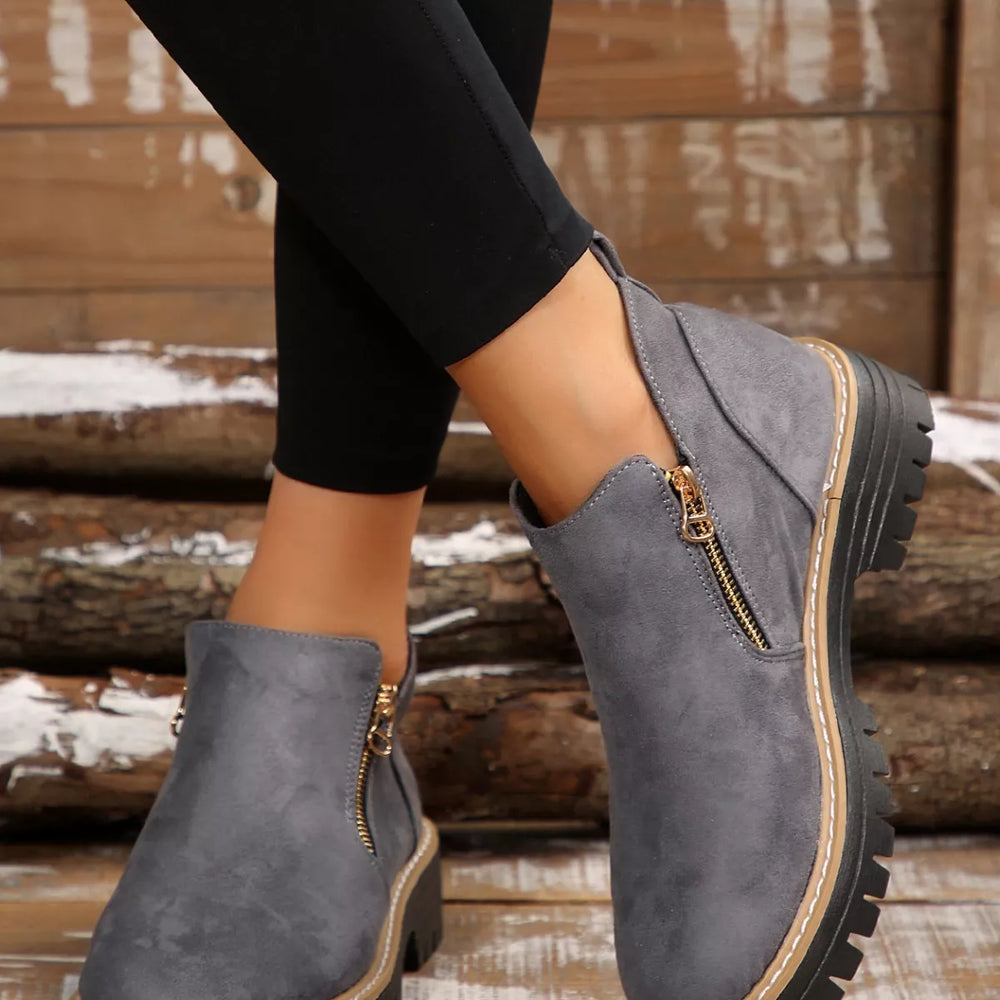 Side Zip Ankle Boots - Trendsi - Flyclothing LLC