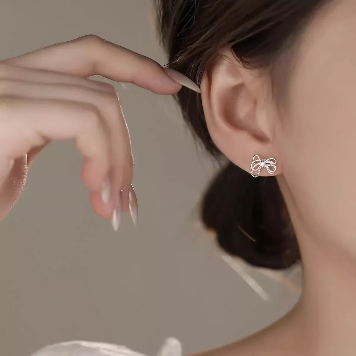 925 Sterling Silver Bow Knot Stud Earrings - Trendsi - Flyclothing LLC