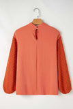 Swiss Dot Mock Neck Balloon Sleeve Blouse - Trendsi - Flyclothing LLC