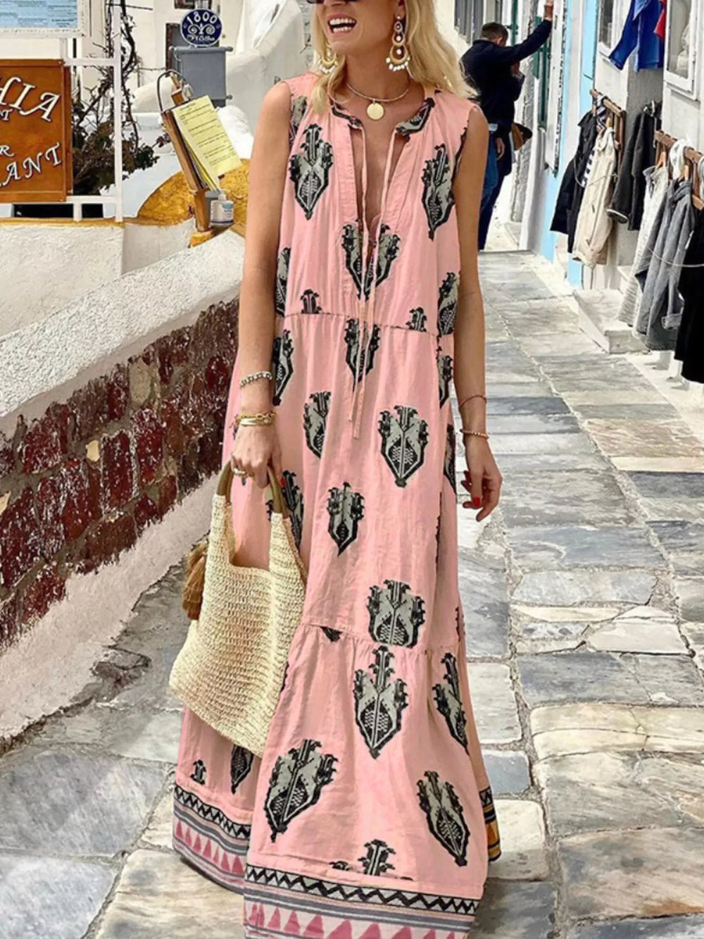 Printed Sleeveless Maxi Dress - Trendsi - Flyclothing LLC