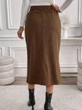 Perfee Slit Midi Skirt with Pockets - Trendsi