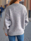 Round Neck Long Sleeve Sweater - Trendsi - Flyclothing LLC