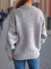Round Neck Long Sleeve Sweater - Trendsi